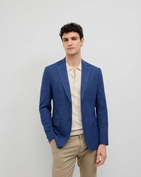 Windowpane Check Blazer, Blue, hi-res